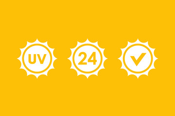 UV, 24 hours sun protection vector icons