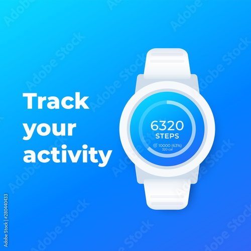 Smart Watch With Fitness App Activity Tracker Pedometer Vector