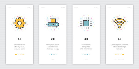 Poster - Industrial revolution onboarding screens design.