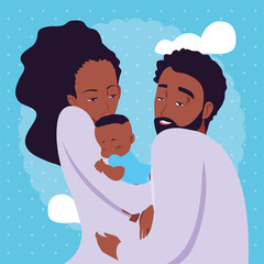 Poster - mom and dad carrying her newborn