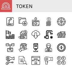 Wall Mural - Set of token icons such as Token, Turn, Download, Coin, Coins, Report, Cold water, Tokens, Download file, Reporter, Hair dryer, Select, Pound , token