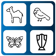 Poster - Set of wildlife icons such as Camel, Parrot, Butterfly, Cod , wildlife