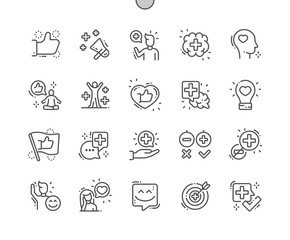 Positive thinking Well-crafted Pixel Perfect Vector Thin Line Icons 30 2x Grid for Web Graphics and Apps. Simple Minimal Pictogram