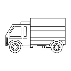 Wall Mural - transportation truck logistic shipping cartoon in black and white