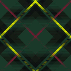 Wall Mural - seamless diagonal textile dark green red and yellow tartan plaid pattern vector