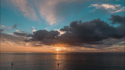 Wall Mural - sunset tropical timelapse over the ocean water