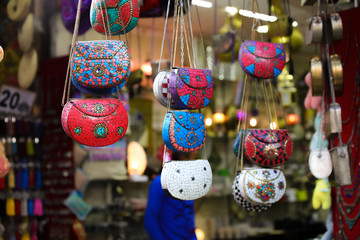 Moroccan hard case clutches in the souk