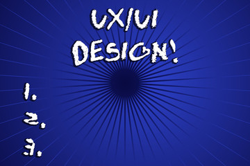Word writing text Ux Or Ui Design. Business photo showcasing two different elements of a single consumer experience Sunburst Beam Explosion Radial Lines Spokes Shaded Center Geometric Design