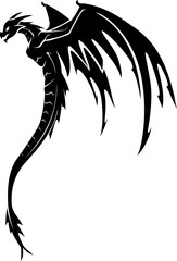 Wall Mural - Black Dragon Side View Silhouette