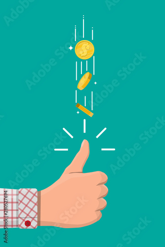 Photographie Hand of businessman tossing golden dollar coin