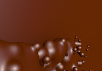 Wall Mural - Abstract background with melted chocolate or cocoa drops boiling