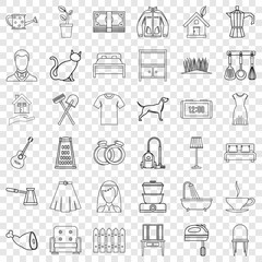 Wall Mural - Home icons set. Outline style of 36 home vector icons for web for any design