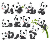 Fototapeta Fototapety na ścianę do pokoju dziecięcego - Collection of happy panda with various posing