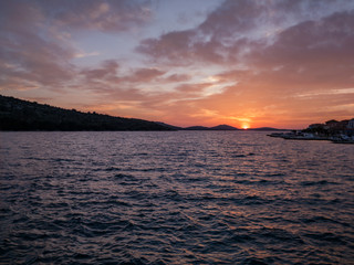 Wonderful sunset at sea coastline with beautiful colors.