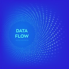 Wall Mural - Data Flow. Digital Code. Binary data flow. Big data. Virtual tunnel warp. Coding, programming or hacking concept. Computer science illustration with 1 and 0 symbols repetitions. Vector Illustration.