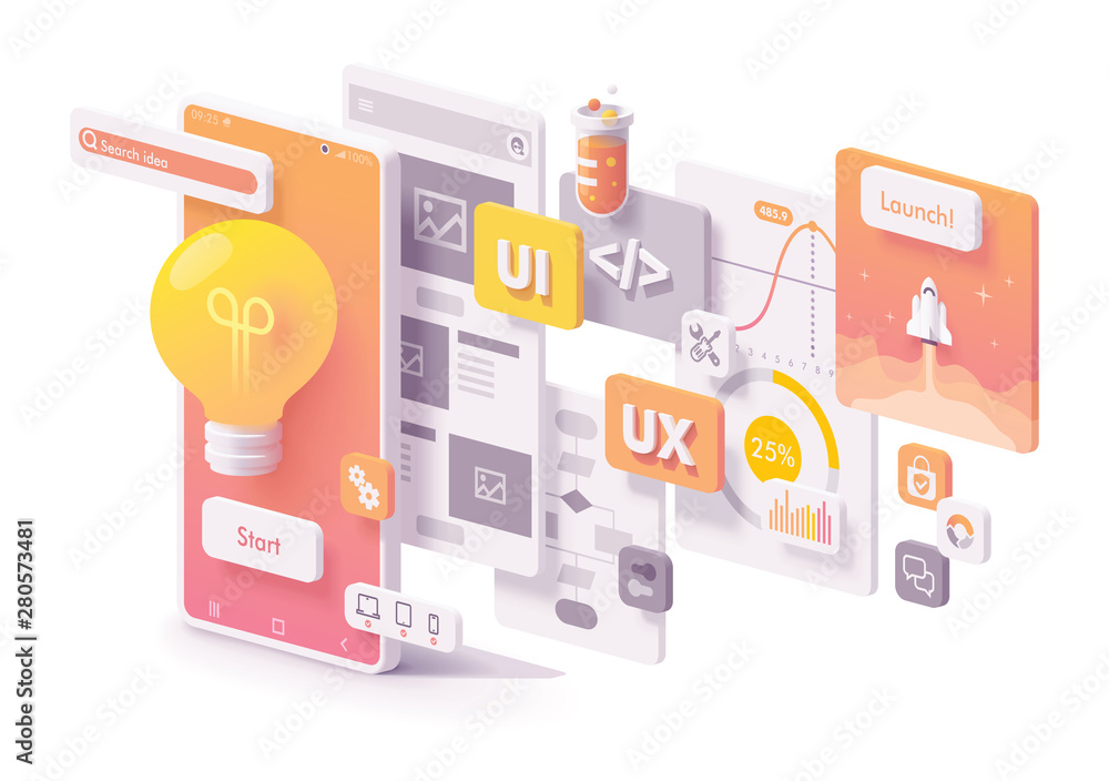 Vector mobile app development concept Stock Vector | Adobe Stock