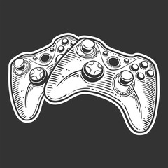 Wall Mural - Gamepad. Vector concept in doodle and sketch style. Hand drawn illustration for printing on T-shirts, postcards.