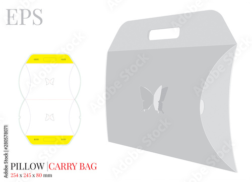 Pillow Box Template Vector With Die Cut Laser Cut Lines