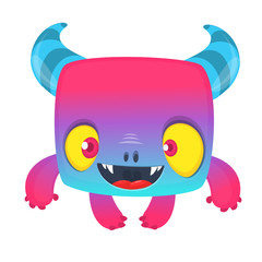 Funny cartoon monster. Vector Halloween illustration