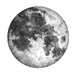 Wall Mural - Moon isolated on white background. Watercolor hand drawn illustration.