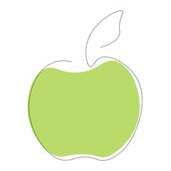 Sticker - Apple fruit on white background line drawing, vector illustration