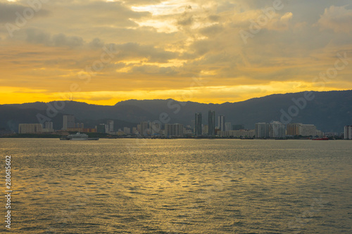 Georgetown cityscape at sunset in Penang, Malaysia. Canvas