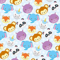 Sticker - toy animals faces baby shower background