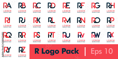R Logo Pack Rb Logo Set Modern Flat Design Concept For Landing