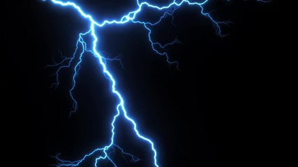 Wall Mural - electric lightning strikes fx animation loop/ 4k animation of elegant lightning strokes visual fx wi