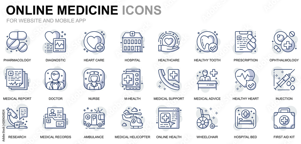 Simple Set Healthcare and Medical Line Icons for Website and Mobile ...