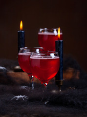  Halloween Poisoned Apple Cider Cocktail On Dark Moody Background