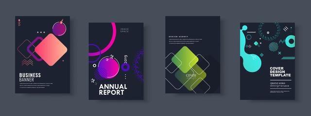set of brochure, annual report, flyer design templates. vector illustrations for business presentati