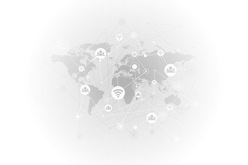 Canvas Print - global network connection.abstract background technology graphic design. connecting dots and lines.i