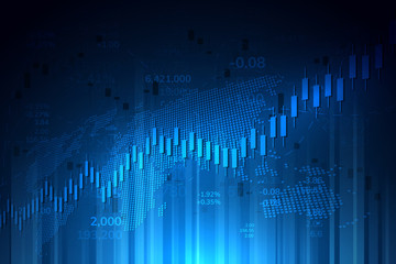 Wall Mural - Stock market graph or forex trading chart for business and financial concepts, reports and investment on dark background . Vector illustration