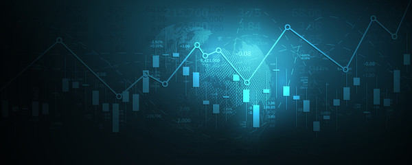 Wall Mural - Stock market graph or forex trading chart for business and financial concepts, reports and investment on dark background . Vector illustration