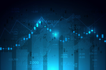 Wall Mural - Stock market graph or forex trading chart for business and financial concepts, reports and investment on dark background . Vector illustration