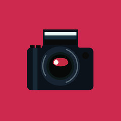 Camera RAW format file illustration with camera icon with shadow and blue background