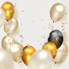 Wall Mural - Celebration party banner with Gold balloons background.