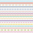 Set of colored stiches . Vector seamless rows