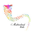 © Мария Неноглядова - Multi-colored birds. Abstract bird mosaic. A flock of flying rainbow birds. Vector illustration