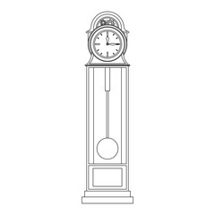 Poster - time clock watch alarm cartoon in black and white