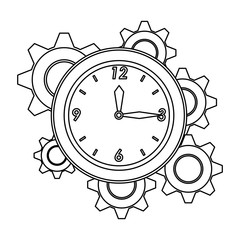 Poster - time clock watch alarm cartoon in black and white