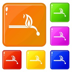 Sticker - Burning match icons set collection vector 6 color isolated on white background