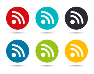 Wall Mural - RSS Feed icon flat round button set illustration design