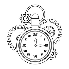 Canvas Print - time clock watch alarm cartoon in black and white