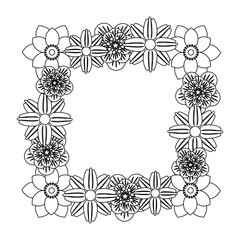 Sticker - flowers tropical spring floral cartoon in black and white