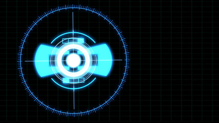 Poster - HUD Futuristic Spin Crosshair Circles User Interface Target Point Monitor Concept. Abstract Rotate UI Gadget Element Hi Technology Illustration.