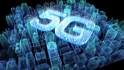 Poster - Futuristic holographic 5G digital wireless high speed fifth innovative generation for cellular network connectivity, high speed Internet broadband network