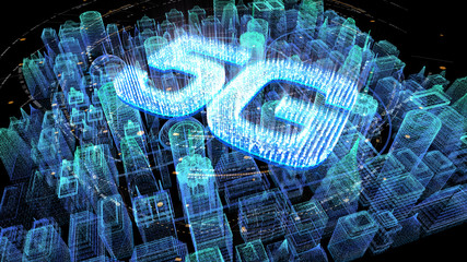 Poster - Futuristic holographic 5G digital wireless high speed fifth innovative generation for cellular network connectivity, high speed Internet broadband network