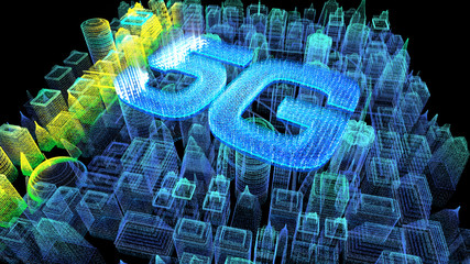 Poster - Futuristic holographic 5G digital wireless high speed fifth innovative generation for cellular network connectivity, high speed Internet broadband network